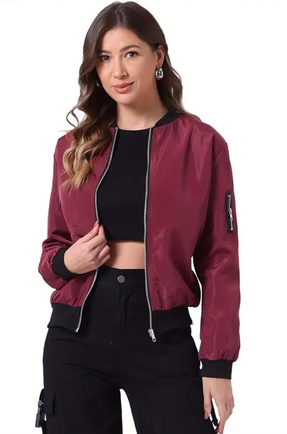 Women's Solid Bomber Jacket 