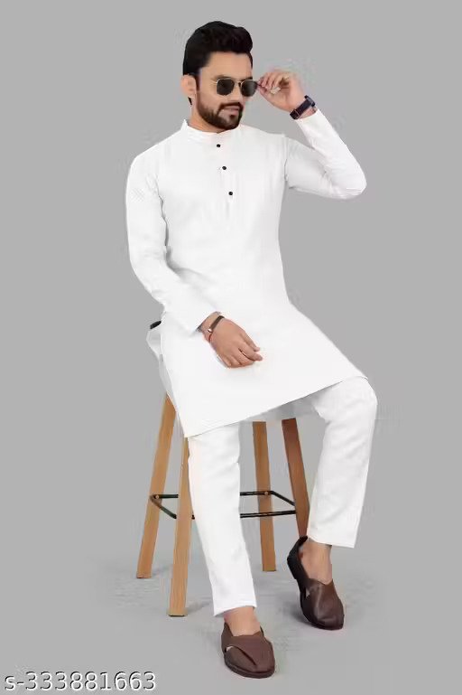  White men Kurta And Pyjama set For 100% Cotton